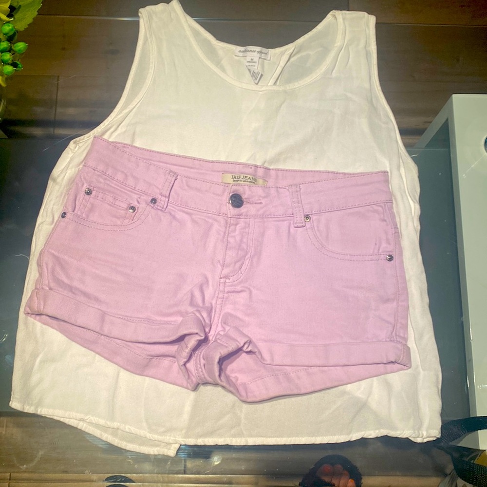 Summer Lila short and cream blouse
